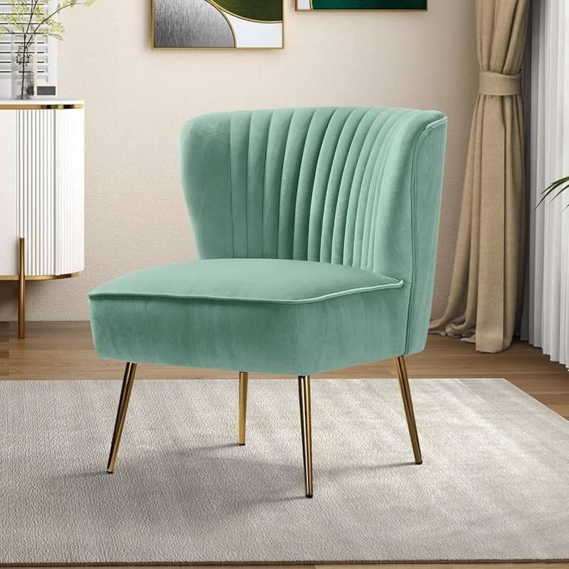 Amazon.com: Tina's Home Velvet Armless Accent Chair, Upholstered Modern  Small Side Chair with Golden Legs, Comfy Cute Wingback Slipper Chair for  Living Room, Study, Beauty Room, Thickly Padded(SAGE) : Home & Kitchen