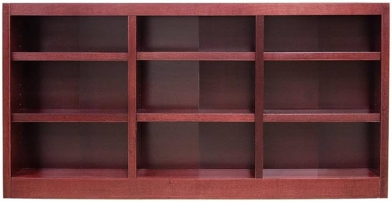 Amazon.com: Traditional 36" Tall 9-Shelf Triple Wide Wood Bookcase in  Cherry : Home & Kitchen