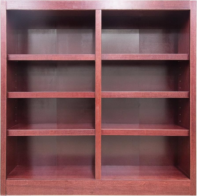 Amazon.com: Traditional 48" Tall 8-Shelf Double Wide Wood Bookcase in  Cherry : Home & Kitchen