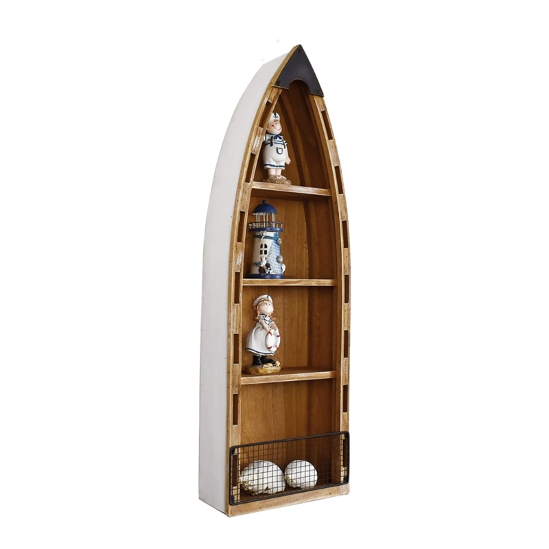 Amazon.com: Wood Boat Shelf Beach Wall Decor, Standing Boat Display Shelves  for Nautical Coastal Theme Home, Lake House, Bedroom, Living Room, Bathroom  : Home & Kitchen