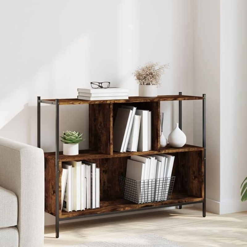 Amazon.com: YELWHI Bookcase Smoked Oak 40.2"x11"x30.5" Engineered Wood, Shelving  Bookcases : Home & Kitchen