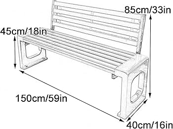 Amazon.com: YLLSMGS Outdoor Bench Metal Steel Benches Furniture Garden Bench  Stainless Steel Large Slatted Seat for Garden Patio Porch(150cm/59in) :  Patio, Lawn & Garden