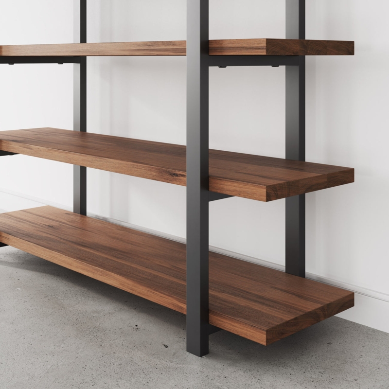 Angled Legs Bookshelf Mid-Century Modern Walnut Open Shelving