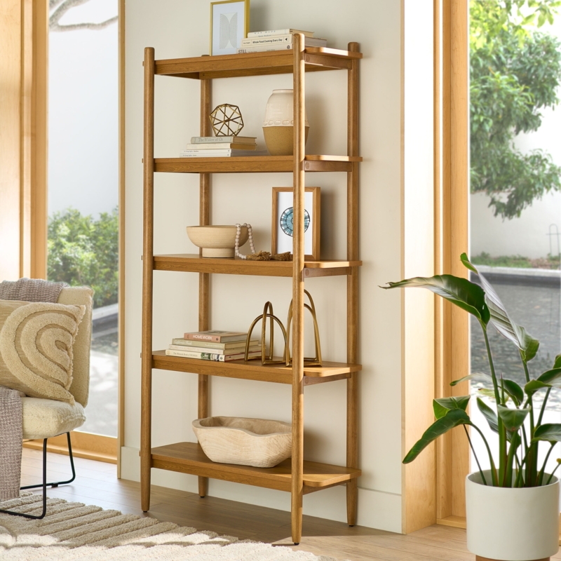 Arched Bookcase in Light Honey Finish for Coastal Decor Styling