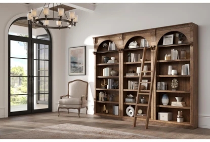 Arched Bookcase Lower Storage Cabinets Dark Wood Traditional Bookshelf