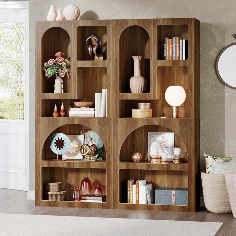Arched Bookcase Off-White Five Tier Storage Unit
