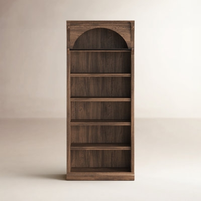 Arched Top Wood Bookcase with Beadboard Backing Six Tiers