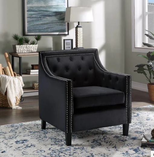 Architectural Accent Chair Square Gold Frame Floating Seat Glam