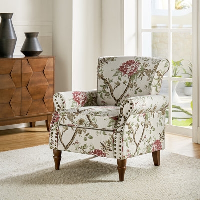 Armchair Transitional Teal Upholstery Nailhead Trim Detail