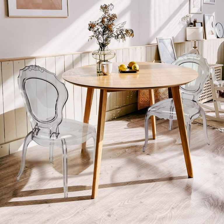 Armchair with Integrated Arms and Classic Medallion Back, Transparent