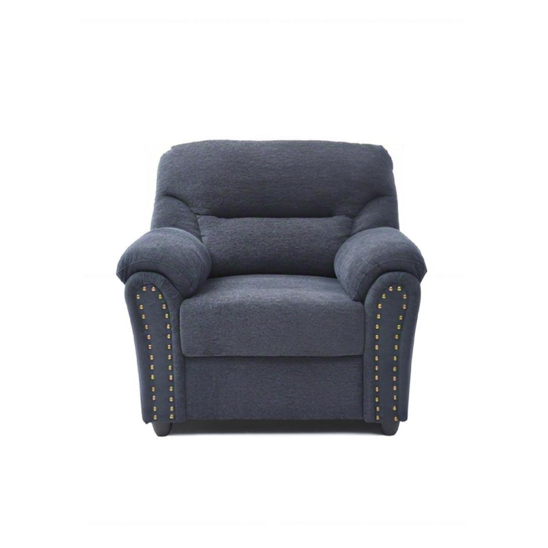Armchair with Nailhead Trim, Pillow Top Arms, and Espresso Leather-Like