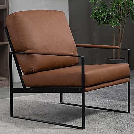 Armless Accent Chair with Black Sleigh Base - Industrial Modern Design