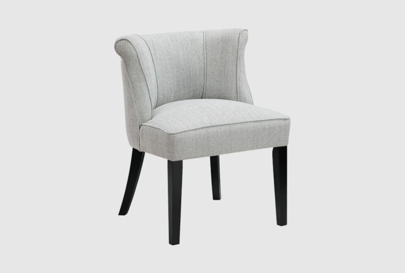 Armless Accent Chair with Curved Backrest and Tapered Legs