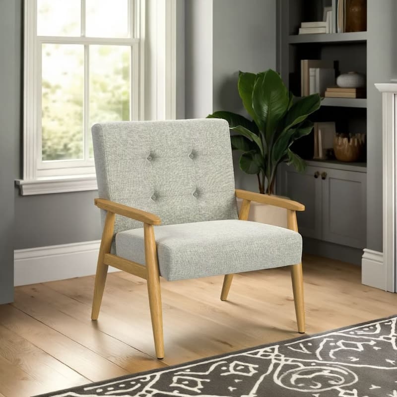 Armless Button Tufted Accent Chair with Dark Tapered Legs