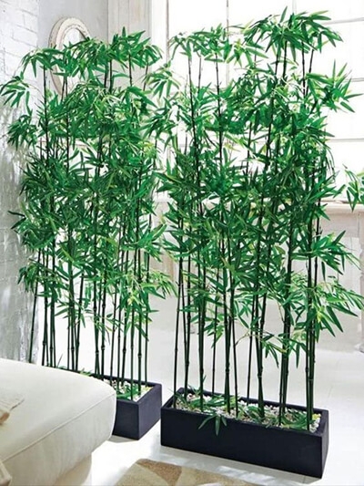 Artificial Bamboo Planter Divider, Black Trough Privacy Screen