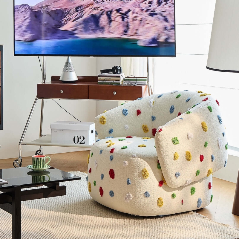 Artistic Accent Chair with Abstract Pattern and Sculptural Silhouette