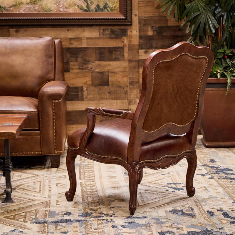 Axis Deer Print Accent Chair Bobbin Carved Wood Frame Rustic Lodge