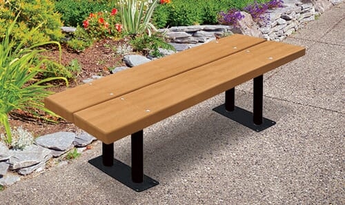 Backless Bench Double Board Seat Steel Frame for Park Seating
