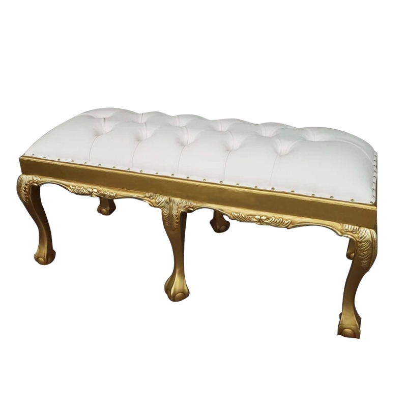 Backless Bench featuring Six Cabriole Legs and Ornate Metallic Carvings