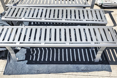 Backless Bench Powder Coated Perforated Surface Tubular Legs