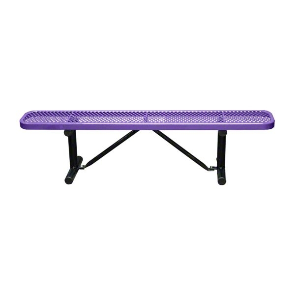 Backless Bench with Perforated Metal Seat and Black Sled Legs