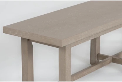 Backless Dining Bench with Textured Gray Wash and Cross-Brace Base