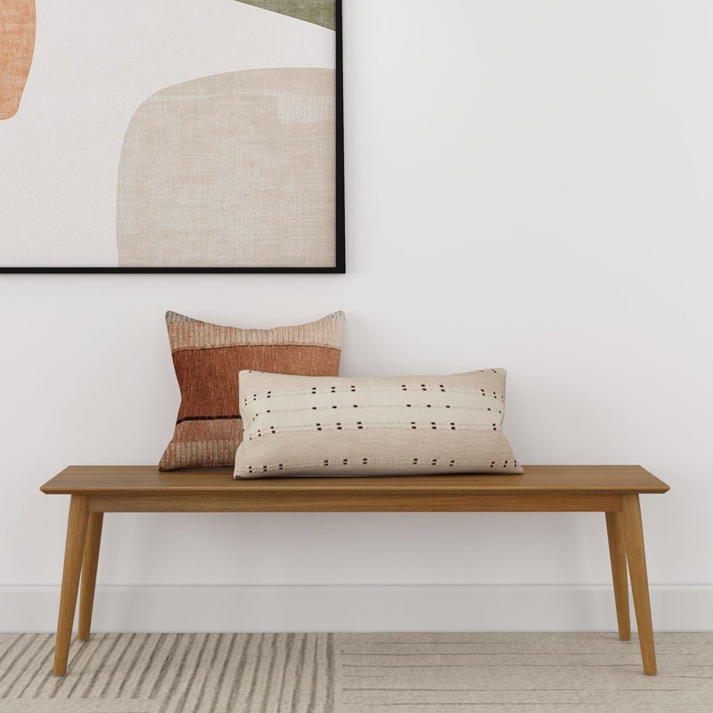 Backless Walnut Wood Dining Bench, Tapered Legs