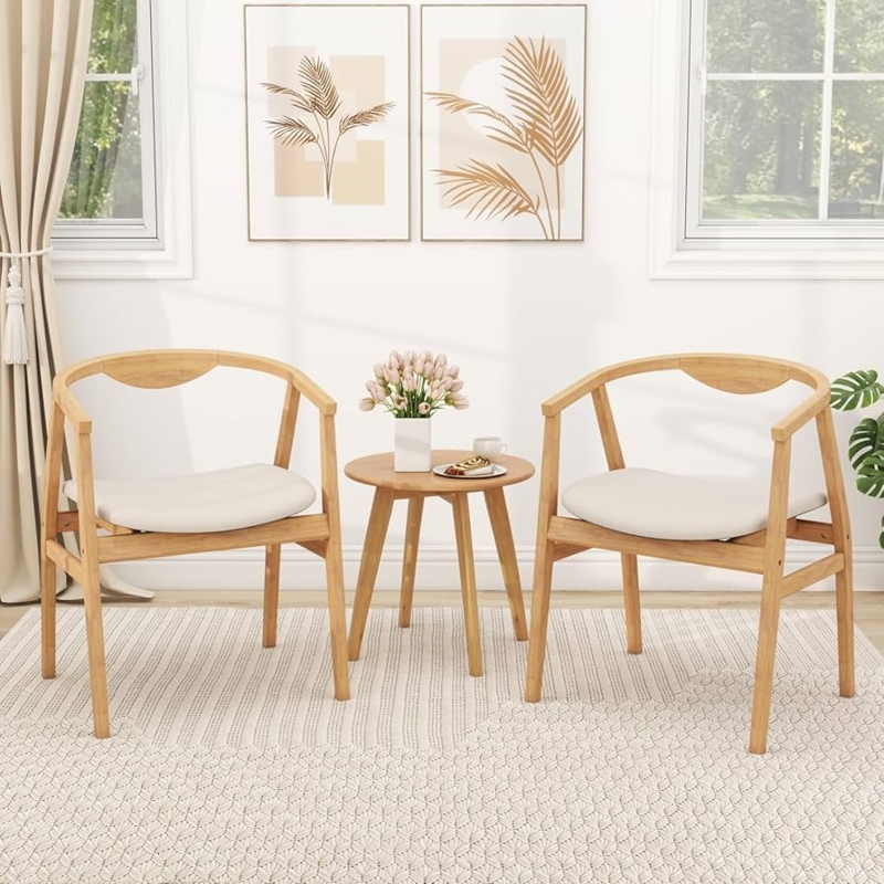 Bamboo Accent Chairs, Spindle Back Scandi Boho Minimalist Set