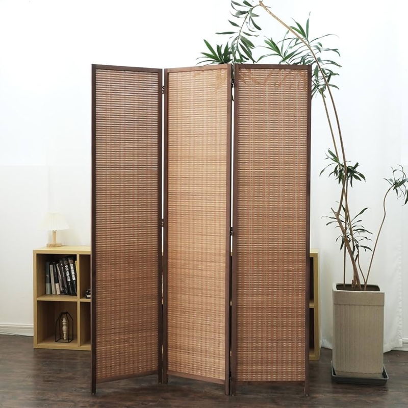 Bamboo Style Room Divider Woven Folding Privacy Screen