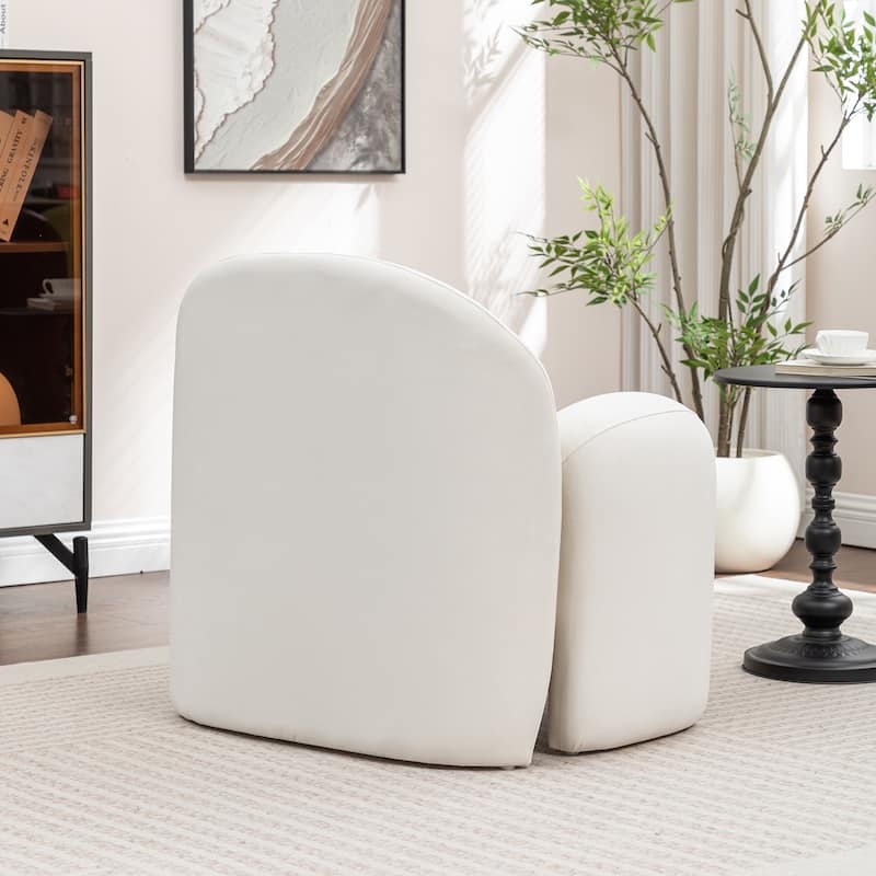 Barrel Accent Chair Beige Velvet Thickened Seat Cross Bracing