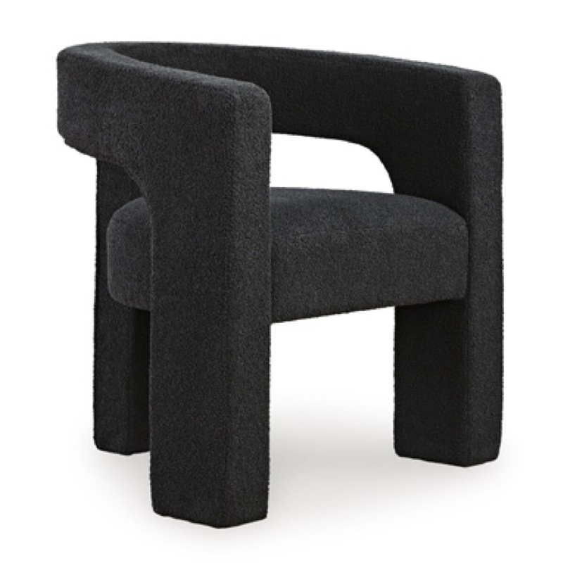 Barrel Accent Chair Boucle Texture Wood Toned Tapered Legs