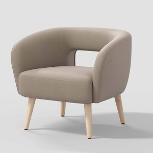Barrel Accent Chair Camel Velvet Open Back Cutout Wood Legs