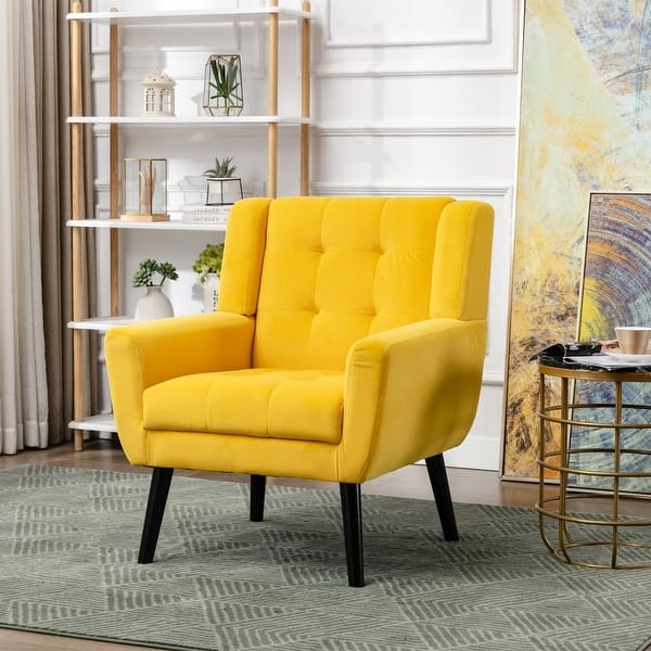Barrel Armchair with Vertical Channel Tufting and Gold Legs