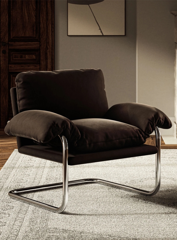 Barrel Back Accent Chair Chocolate Brown Velvet Tapered Wood Legs