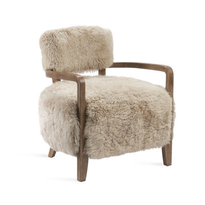 Barrel Back Accent Chair Textured Cream Upholstery Tapered Wood Legs