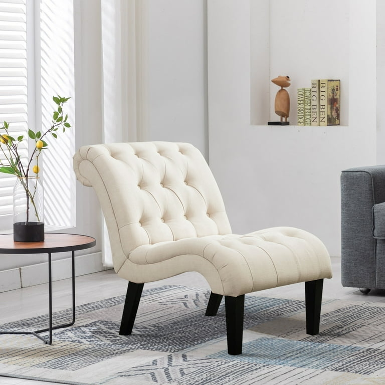 Barrel Back Accent Chair with Tapered Wood Legs and Cream Fabric
