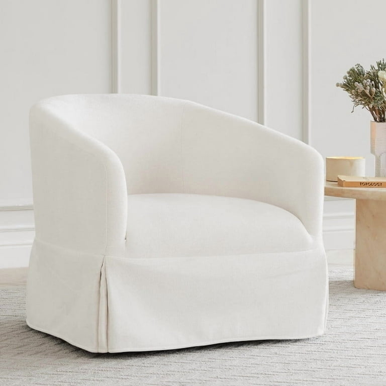 Barrel Back Swivel Accent Chair Set Slipcover Style