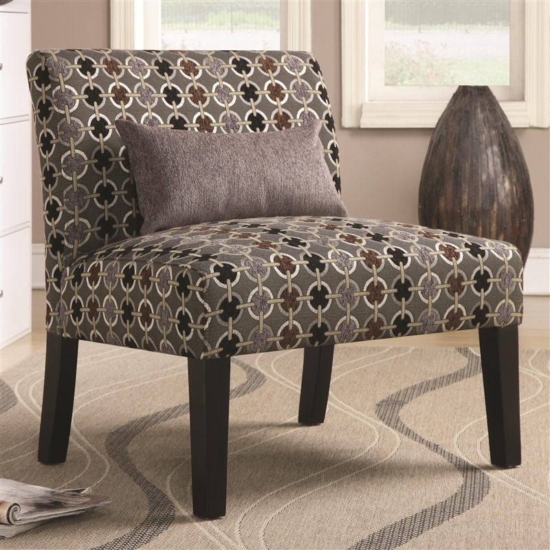 Barrel Chair Navy Orange Hexagonal Geometric Print Dark Wood Legs