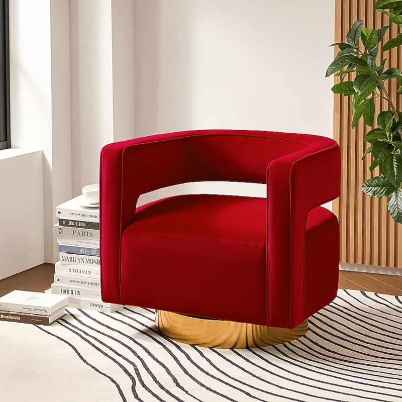 Barrel Chair Open Back Channel Tufting Gold Finish Glam Seating