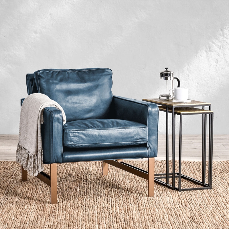 Barrel Club Chair in Brown Leather with Wood Cradle Base