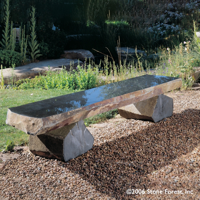 Basalt Bench Polished Top Columnar Sides Organic Modern