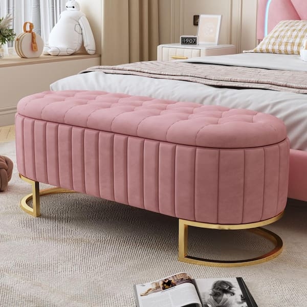 Bed Bench Blush Upholstered Bench Celeste 31" Entryway Shoe Storage Bench