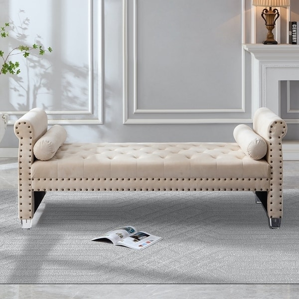 Bed Bench Navy Velvet Diamond Tufted Polished Silver X-Base Extra Long