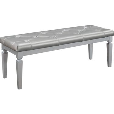 Bedroom Bench Crystal Button Tufting Carved Legs Metallic Glam
