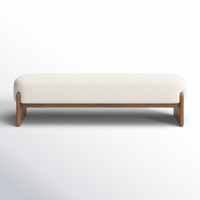 Bedroom Bench featuring Grid Tufting in Cream Fabric and Dark Legs