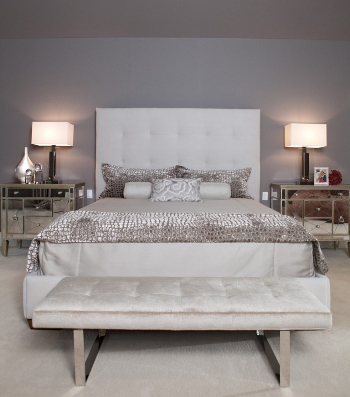 Bedroom Bench Grey Tufted Metal Legs, Upholstered Bench Foot of Bed.