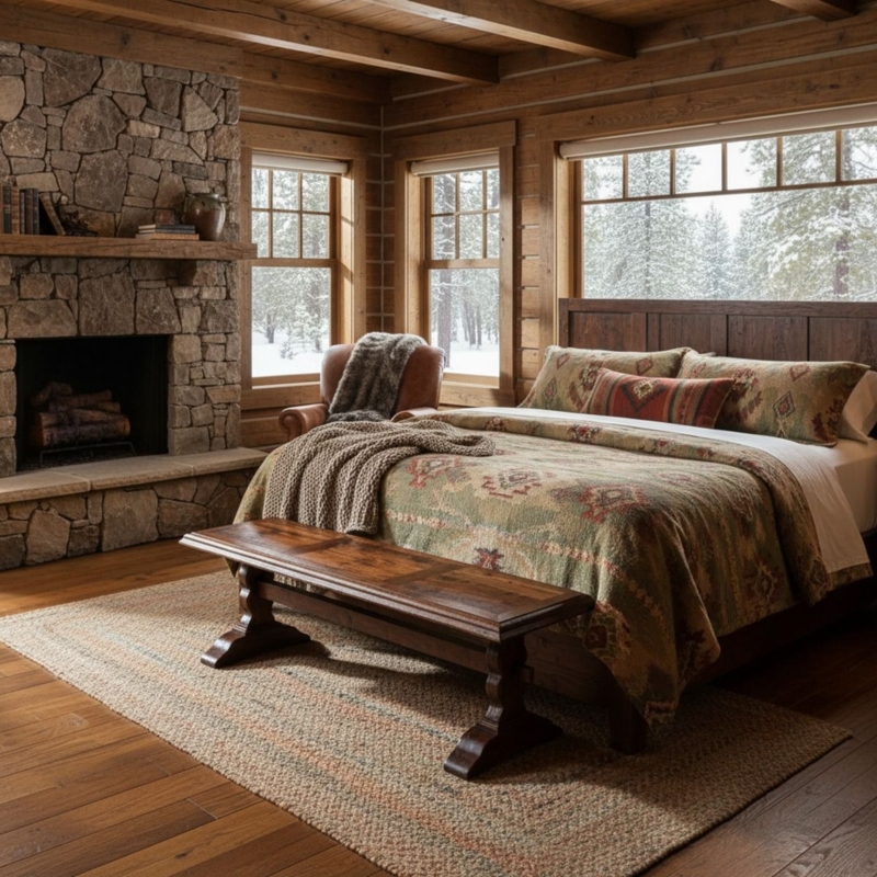 Bedroom Bench Thick Slab Legs Reclaimed Look Distressed Finish