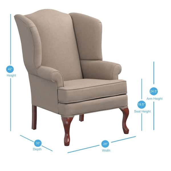 Beige Button Tufted Wingback Accent Chair with Tapered Legs