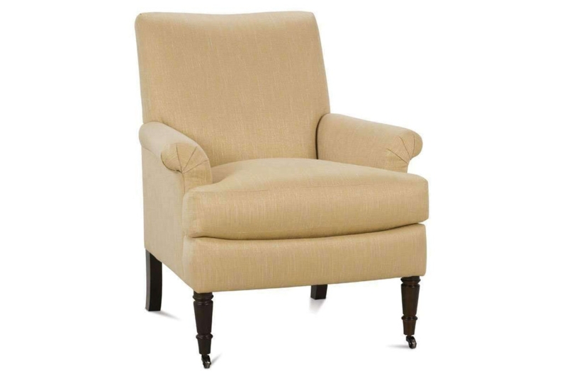 Beige Rolled Arm Accent Chair with Turned Front Legs