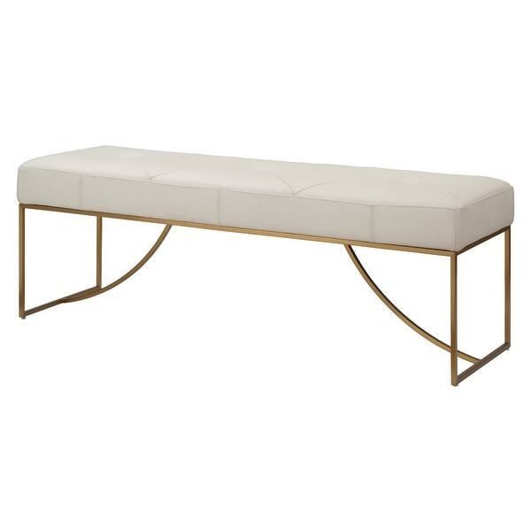 Bench, Arched Base, Diamond Tufting, Gold Finish, Modern Glam